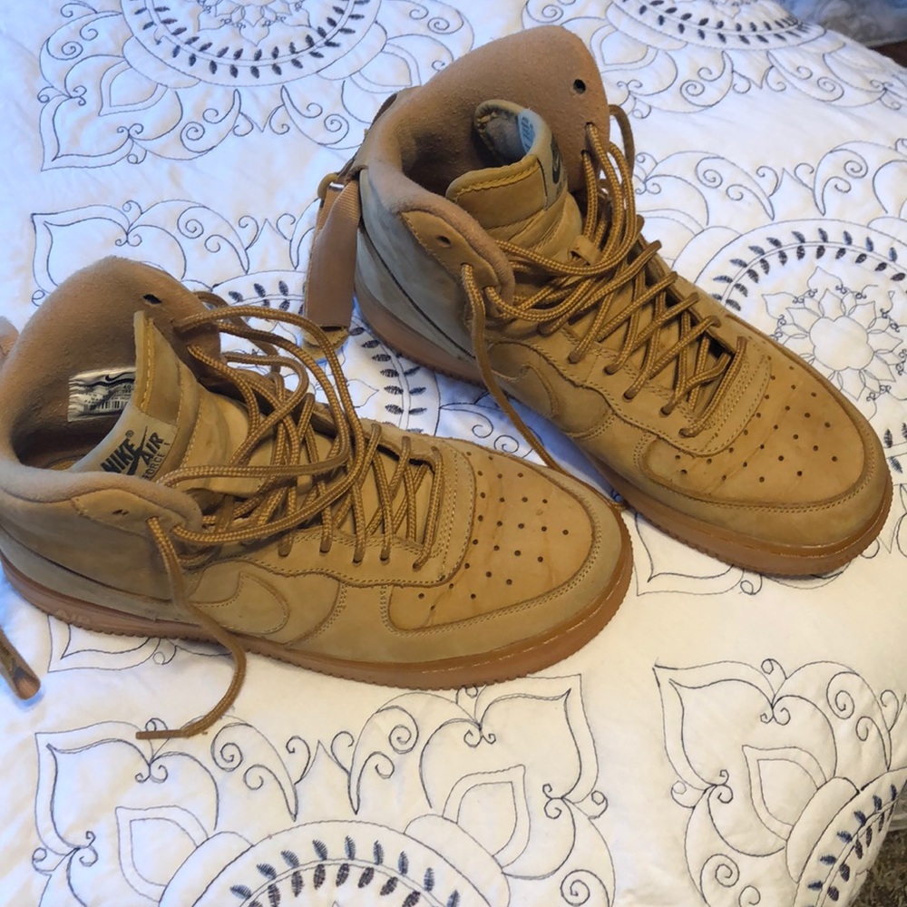 High top Air Force ones wheat